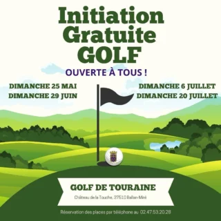 𝐈𝐧𝐢𝐭𝐢𝐚𝐭𝐢𝐨𝐧𝐬 𝐨𝐮𝐯𝐞𝐫𝐭𝐞𝐬 𝐚̀ 𝐭𝐨𝐮𝐬 ⛳️🤗

Voici les prochaines dates des initiations du dimanche ! 🗓️

• Dimanche 25 mai
• Dimanche 29 juin
• Dimanche 6 juillet
• Dimanche 20 juillet 

- De 10h à 12h 🕙🕛
- Gratuit
- Ouvert à tous (enfants et adultes) 👧🏻👦🏼👩🏼👨🏻
- Sur réservation via la page Instagram/ Facebook ou 02 47 53 20 28 📞

N’hésitez pas à participer, et pour les golfeurs, parlez-en autour de vous ! 😁

#golftouraine #ffgolf #tousaugolf #ballanmiré #sortieenfamille #initiaitiongolf #sortiratours