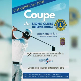 𝐂𝐨𝐮𝐩𝐞 𝐝𝐮 𝐋𝐢𝐨𝐧𝐬 𝐂𝐥𝐮𝐛 ⛳️

Rendez-vous ce dimanche pour la bonne cause ! 😊

En effet le @lionsclubs organise sa compétition annuelle. 
Les droits de jeu seront reversés à l’association @federationenfantscancerssante 🫶🏻

Informations :
• Dimanche 1er juin 🗓️
• Scramble à 2️⃣
• Ouvert à tous
• Droits de jeu reversés à l’association: 20€
• Green-fee joueur extérieur : 45€
• Concours de précision 🎯

N’hésitez pas à rejoindre les joueurs déjà inscrits ! 🤗

⚠️ En raison de la course “Ironman”, l’accès au golf sera difficile, des routes seront barrées à la circulation. Merci d’anticiper votre venue.

#lionsclubinternational #competitiongolfcaritative #enfantscancersanté #ballanmiré #touraineloirevalley #golfcompetition⛳️ #bonnecause
